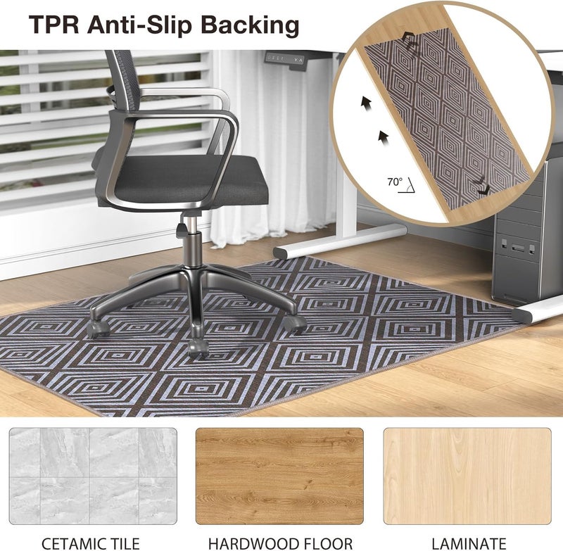 KEYDOL Blue&Black Checkered Diamond-Pattern Computer Chair Mat for Hardwood, 30" x 48"Office Mat for Hardwood Floor with Non-Slip Back, HeavyDuty Office Chair Rug for Hardfloor,LowPlie Carpet Floor Protector - Image 4